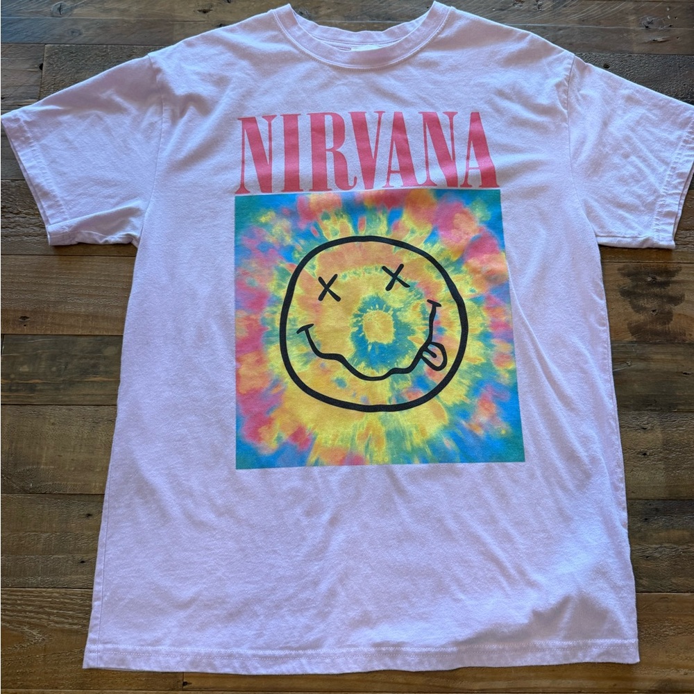 12 Pm By Mon Ami Pink Tie-Dye Nirvana Tee